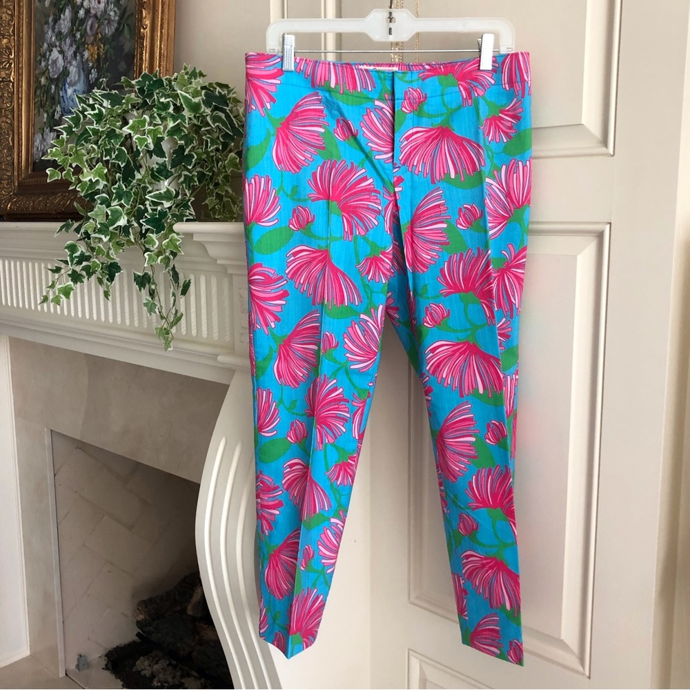 Lilly Pulitzer Originals Resort Fit Pant in Turquoise Kissue Print Size 8